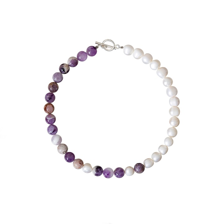 Colier Vigor din pietre semipretioase si perle, 10-11 mm