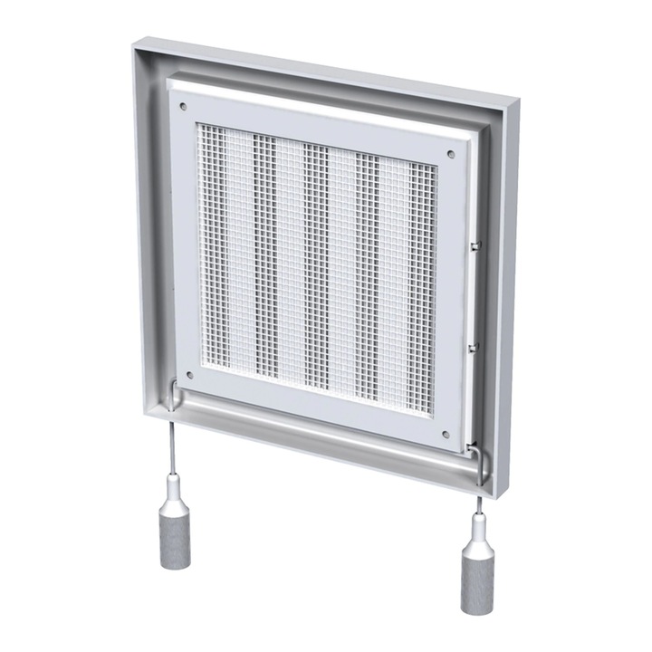 Grila ventilatie, cu snur, plastic, 12 x 12 cm, alba