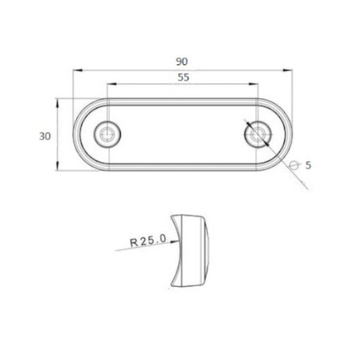Lampa Laterala Flexzon, Gabarit, Spatele Curbat Pentru Rollbar, Bullbar, 4 LED-uri, Alba, 12V-24V