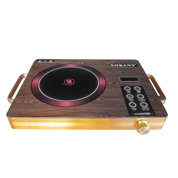 Стъклокерамичен електрически котлон, Sokany SK-3569, 2200w, Контрол на температурата, Таймер, Цифров дисплей
