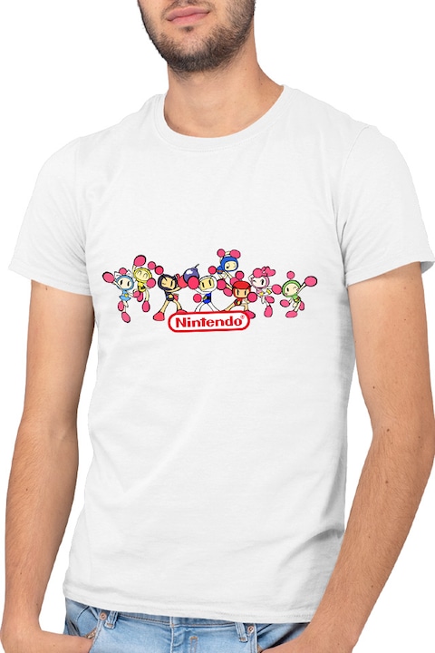 Tricou barbati Bomberman All Team Nintendo Console Game, alb, marime 2XL