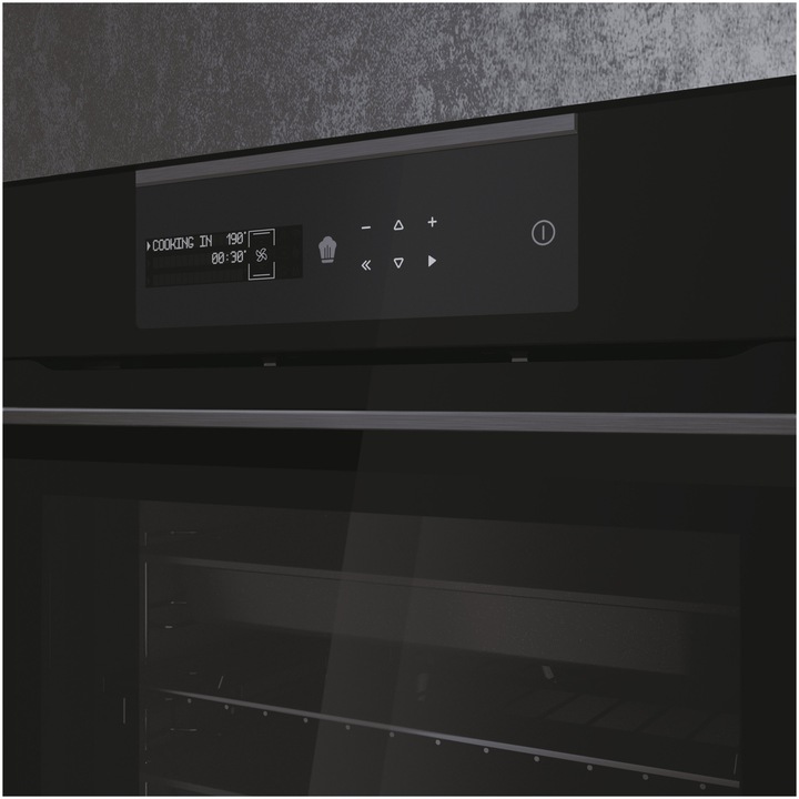Cuptor incorporabil Haier HWO60SM6B5BH, Electric, 70 l, Autocuratare catalitica, Clasa A+, Conectivitate wi-fi, Interfata I-Text, Ghidaj telescopic, Softclose, Sticla neagra