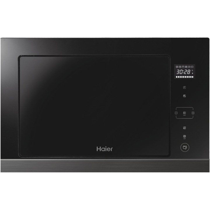 Cuptor microunde incorporabil Haier HOR38G5FT, 28 l, 900 W, 12 Programe, Grill, Touch control, Display TFT, Negru