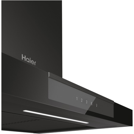 Hota incorporabila decorativa Haier HATS6DCS56B, Putere de absorbtie 746 mc/h, TouchControl, Iluminare LED, Clasa A+, 60 cm, Sticla neagra
