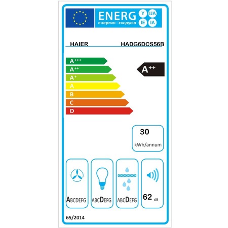 Hota incorporabila decorativa Haier HADG6DCS56B, Putere de absorbtie 789 mc/h, TouchControl, Iluminare LED, Clasa A++, 60 cm, Sticla neagra
