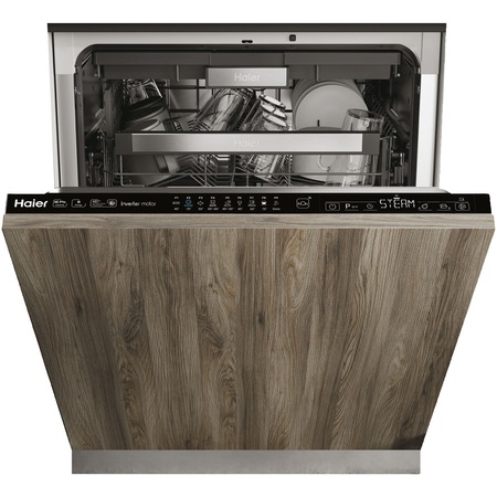 Masina de spalat vase incorporabila Haier XIB 6B2D3FB, 16 seturi, 9 programe, Clasa B, Motor Inverter, Conectivitate Wifi/ hOn app, Aquastop, Senzor incarcare, 60 cm