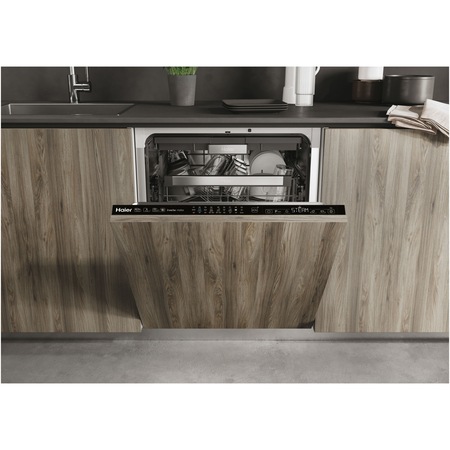 Masina de spalat vase incorporabila Haier XIB 6B2D3FB, 16 seturi, 9 programe, Clasa B, Motor Inverter, Conectivitate Wifi/ hOn app, Aquastop, Senzor incarcare, 60 cm