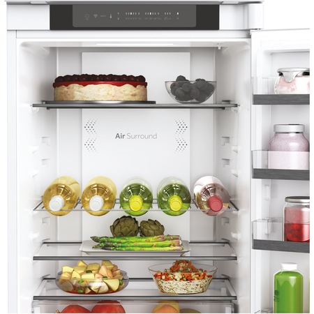 Combina frigorifica incorporabila Haier HBW5518E, 248 l, Clasa E, Total No Frost, Air surround, Compresor Inverter, WiFi, H 177 cm, Alb