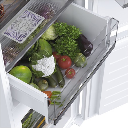 Combina frigorifica incorporabila Haier HBW5518E, 248 l, Clasa E, Total No Frost, Air surround, Compresor Inverter, WiFi, H 177 cm, Alb
