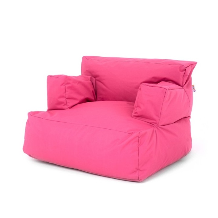 Nagy babzsák fotel, polisztirol gyöngyökkel töltött textil, rózsaszín, 80 x 80 x 70 cm