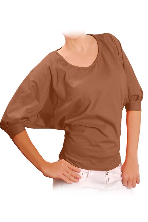 Bluza de dama cu maneca larga Ivanel, Ciocolatiu