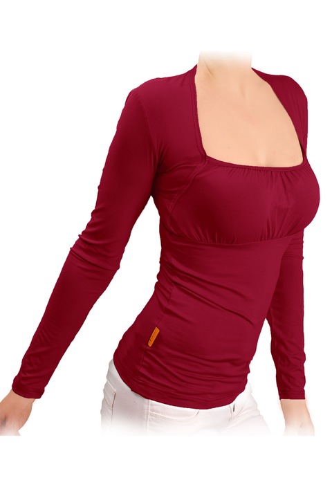 Bluza de dama cu gatul gol si maneci lungi, Ivanel, Visiniu