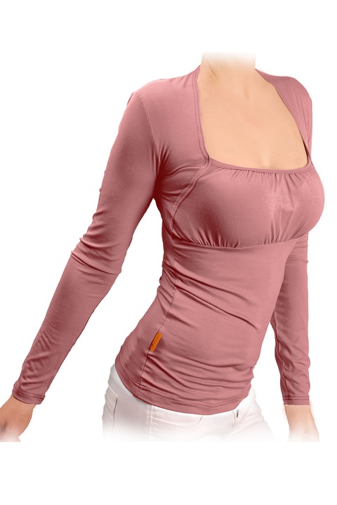 Bluza de dama cu gatul gol si maneci lungi, Ivanel, Roz