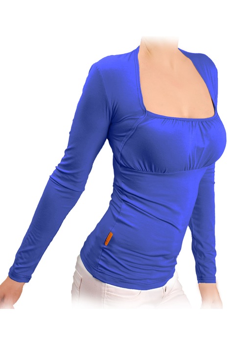 Bluza de dama cu gatul gol si maneci lungi, Ivanel, Albastru royal