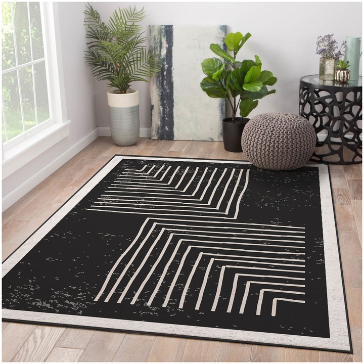 Covor Oyo Concept cu print digital baza tesuta Blaik 120x160 cm