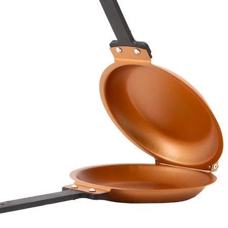 Tigaie dubla pentru clatite, antiaderenta, manere reci, crem, 35x20x5 cm