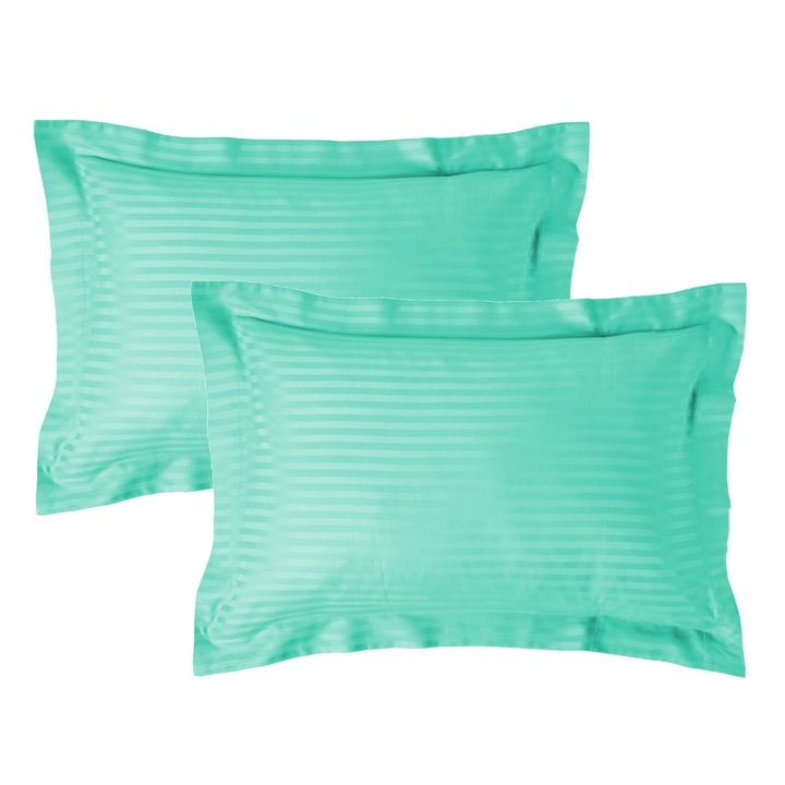 Set 2 fete de perna Damasc policoton dunga 1 cm, 50 x 70 cm, Pucioasa, Bleu