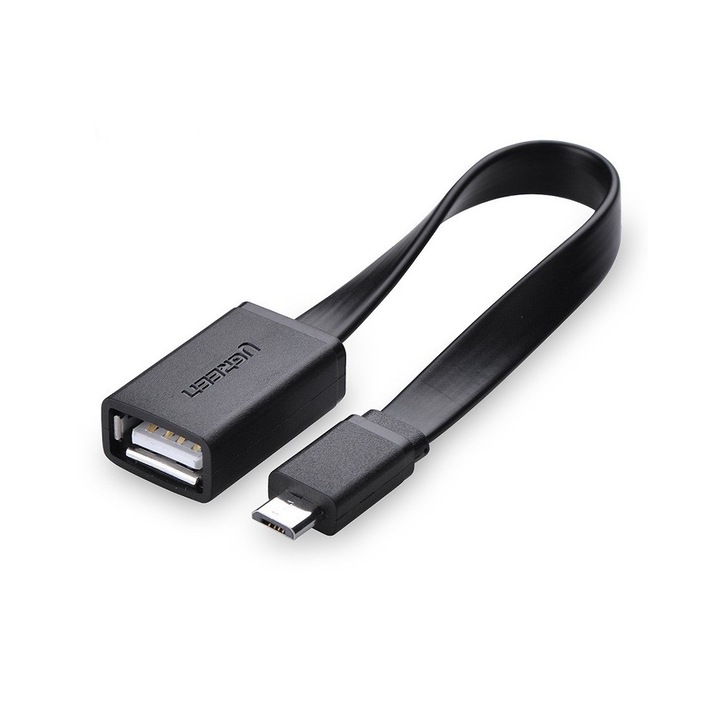 Adaptor cablu plat, micro-usb tata usb 2.0 mama, otg, Negru
