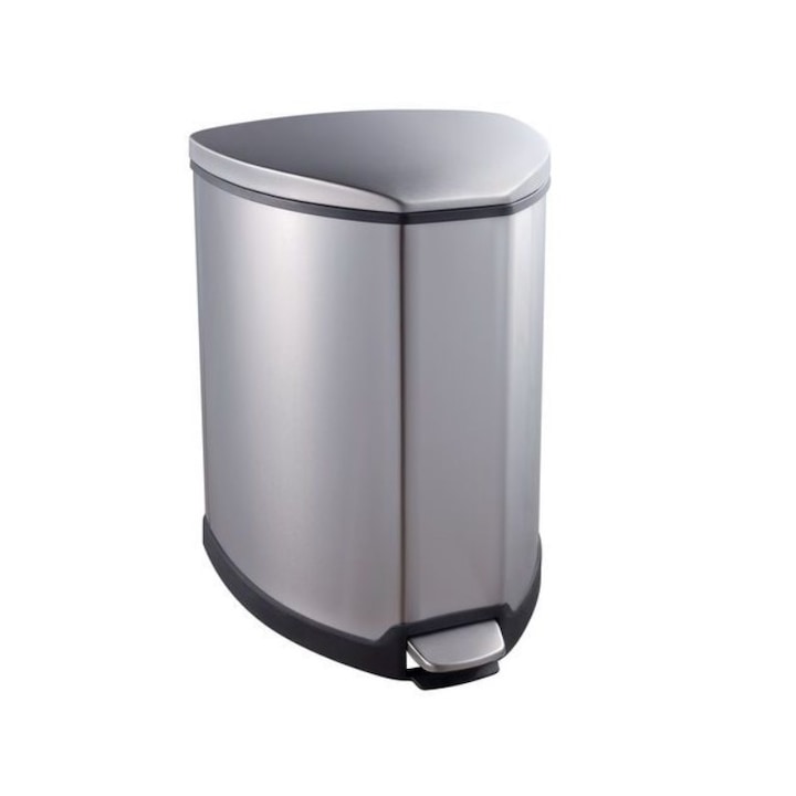Cos de gunoi cu pedala EKO, Grace, capacitate 25 litri, 1 compartiment detasabil, deschidere/inchidere silentioasa a capacului, ergonomic, corp din otel inoxidabil, rezistent la amprente, argintiu