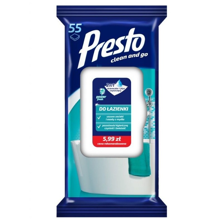 Servetele umede, Presto, Pentru Baie, 55 buc