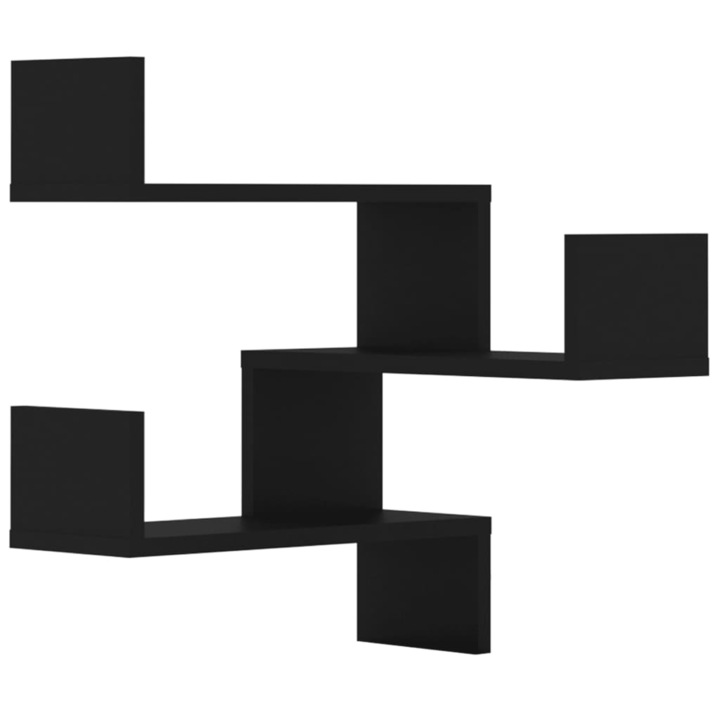 Комплект стенни ъглови рафтове vidaXL, 2 бр, черни, 40x40x50см, инженерно дърво, 5 Kg