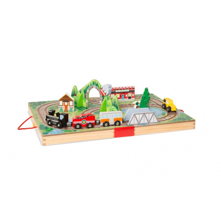 Fa játékvonat szett tokban, Melissa & Doug, Railroad