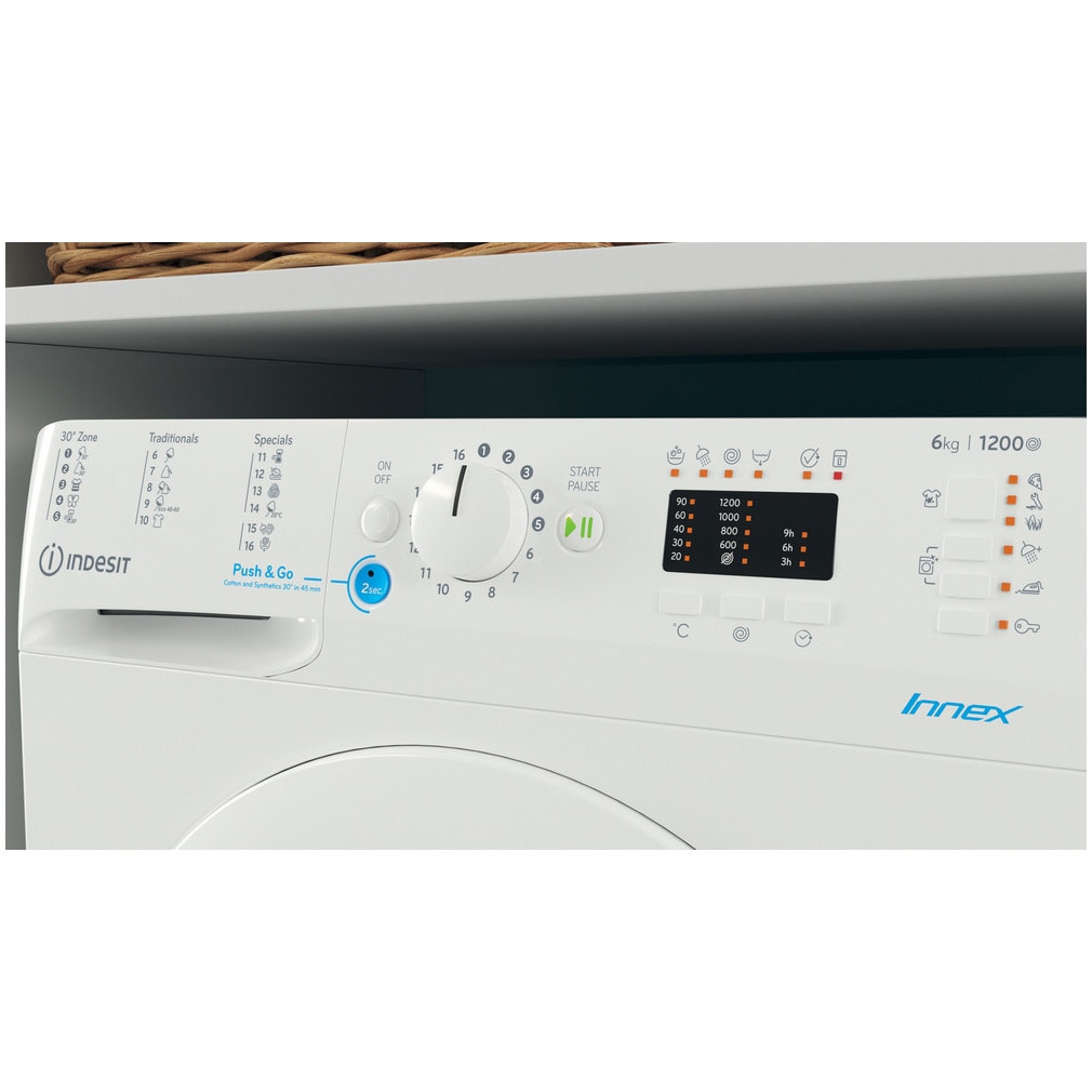 Пералня Indesit INNEX BWSA61251WEEN, Slim, 6 кг, 1200 об./мин., Клас F ...