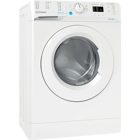 Masina de spalat rufe slim Indesit INNEX BWSA61251WEEN, 6 kg, 1200 rpm, Clasa F, Push&Go, Motor Universal, Display LED+, Alb