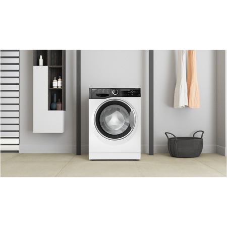 Masina de spalat rufe slim Whirlpool WRBSB6228BEU, 6 kg, 1200 rpm, Clasa E, Steam Refresh, Motor Inverter, Display digital, Alb/Negru