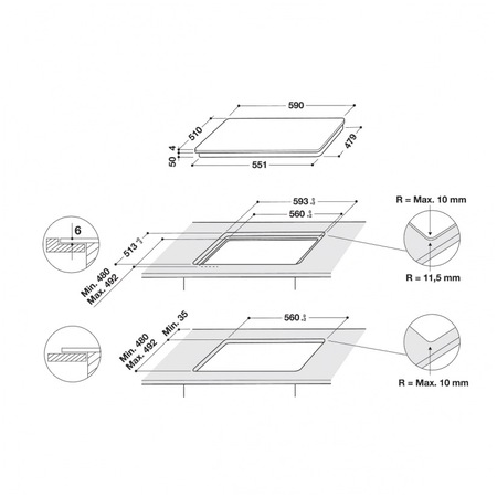 Plita incorporabila Hotpoint HB4860BNE, Inductie, 4 zone de gatire, 4 zone booster, Timer, Blocare acces copii, Power Management, Indicator incalzire reziduala, 60 cm, Negru