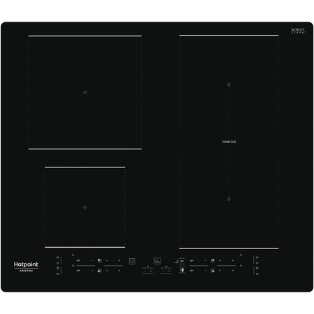 Plita incorporabila Hotpoint HB4860BNE, Inductie, 4 zone de gatire, 4 zone booster, Timer, Blocare acces copii, Power Management, Indicator incalzire reziduala, 60 cm, Negru