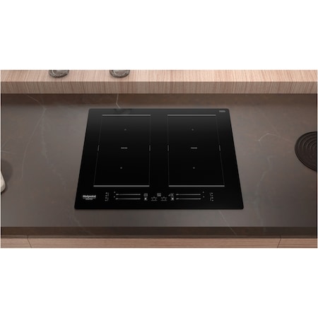 Plita incorporabila Hotpoint HS5160CNE, Inductie, 4 zone de gatire, 1 zona gatire FlexiCook, 4 zone booster, Timer, Blocare acces copii, Power Management, Indicator incalzire reziduala, 60 cm, Negru