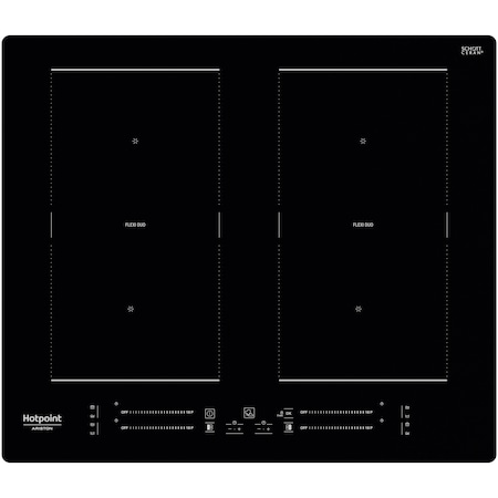 Plita incorporabila Hotpoint HS5160CNE, Inductie, 4 zone de gatire, 1 zona gatire FlexiCook, 4 zone booster, Timer, Blocare acces copii, Power Management, Indicator incalzire reziduala, 60 cm, Negru