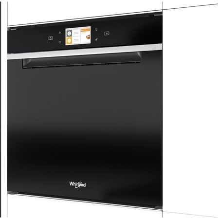 Cuptor incorporabil Whirlpool W11IOP14S2H, 73 l, Curatare Hidrolitica, Display TFT 4.5 inch, Tehnologia 6th Sense, Inchidere amortizata Soft Close+, Maner integrat, Negru