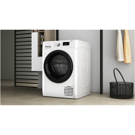 Uscator de rufe Whirlpool FreshCare+ FFTM118X3BYEE, Pompa de caldura, 8 kg, Clasa A+++, Filtru cu Autocuratare, Motor Inverter, Tehnologia al 6-lea Simt, Display digital, Alb/Negru
