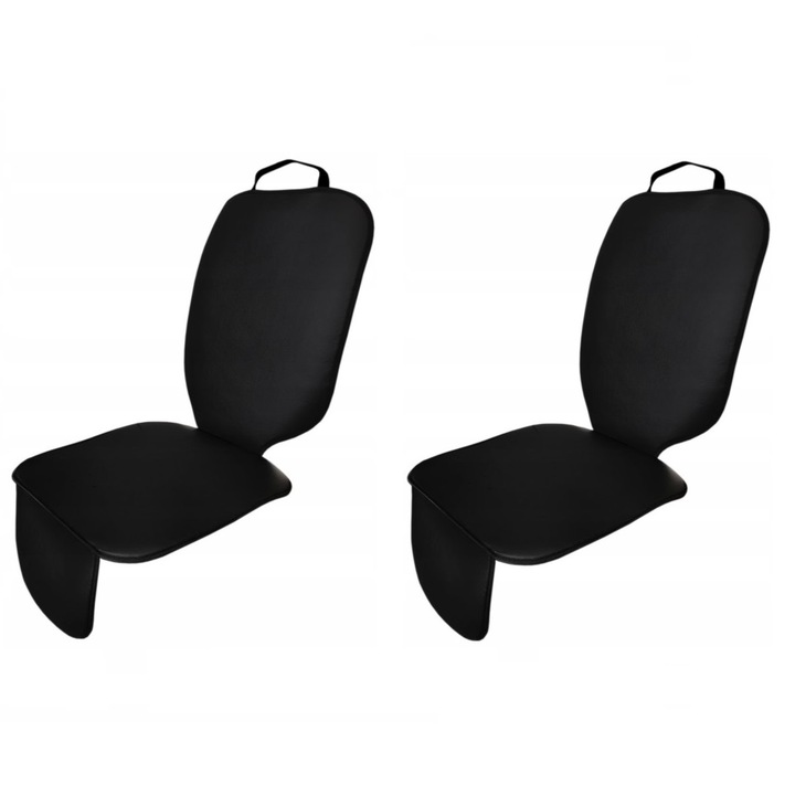 Set 2 protectii auto Metru Patrat, pentru scaune fata sau bancheta spate, din piele ecologica, lavabile, model universal, Negre