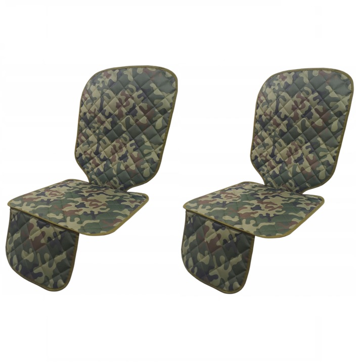 Комплект от 2 автомобилни протектора Metru Prat, за предни и задни седалки, ватирани, могат да се перат, универсален модел, армейски