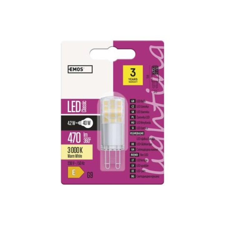 Emos Classic LED izzó G9 4.2W 470lm meleg fehér