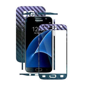 Samsung Galaxy S7 - Folie Full Body Carbon Skinz,Husa tip Skin Protectie Totala, (Folie Rama Ecran + Folie Carcasa si Laterale),Carbon Cameleon