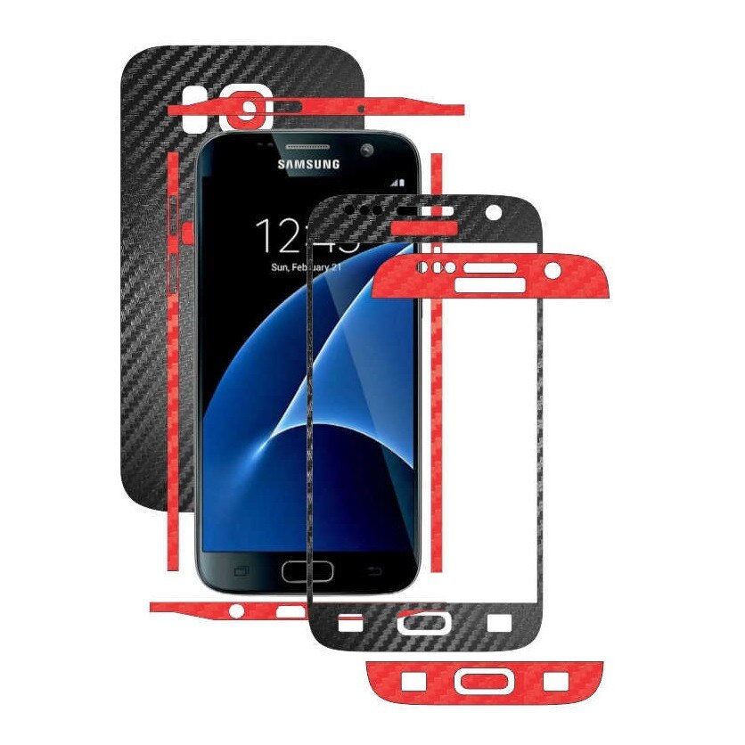 Samsung Galaxy S7 - Folie Full Body Carbon Skinz,Husa tip Skin Protectie Totala, (Folie Rama Ecran + Folie Carcasa si Laterale),Two Tone