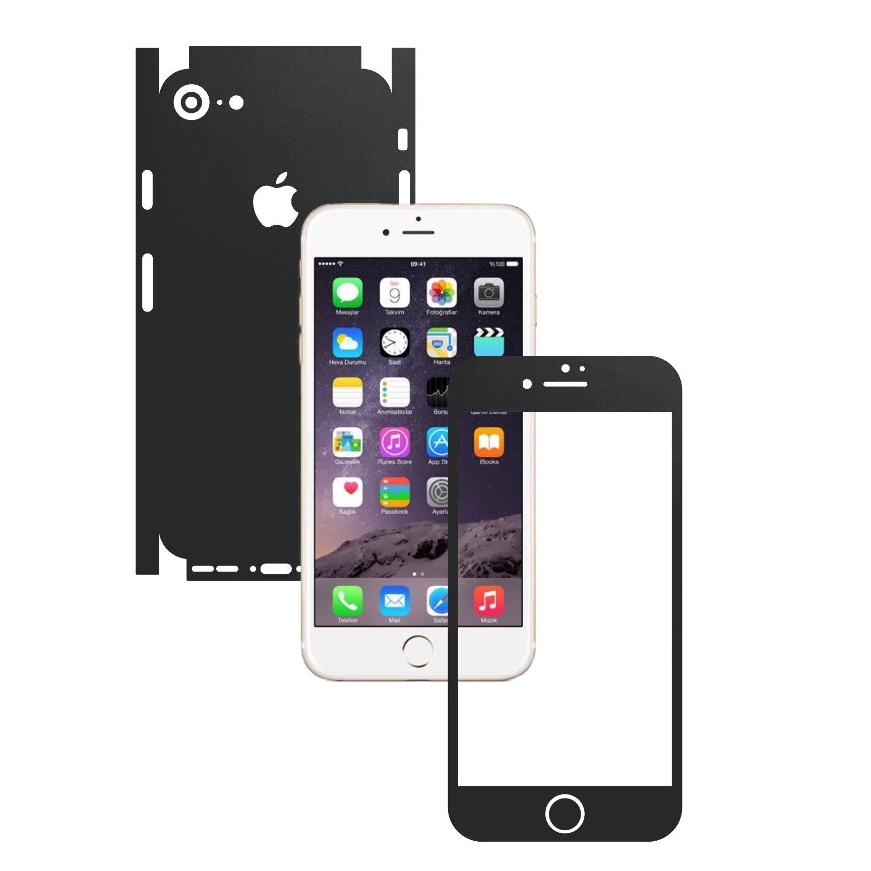 Apple iPhone 7 - Folie Full Body Carbon Skinz,Husa tip Skin Protectie Totala, (Folie Rama Ecran + Folie Carcasa si Laterale),Negru Mat