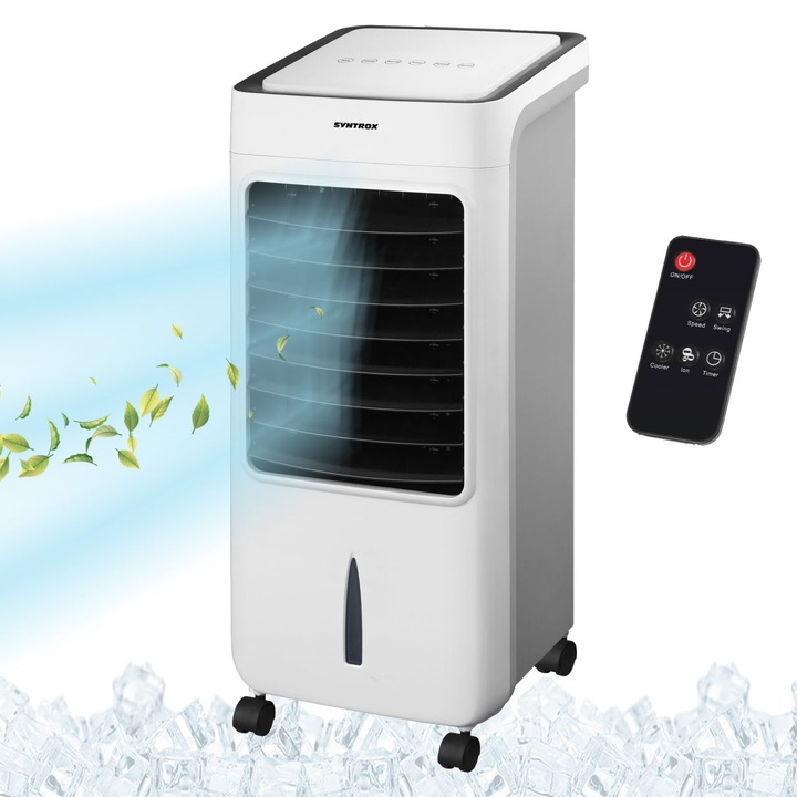 Въздушен охладител 4 в 1, Syntrox, 80 W, 3 скорости, Бял/Черен