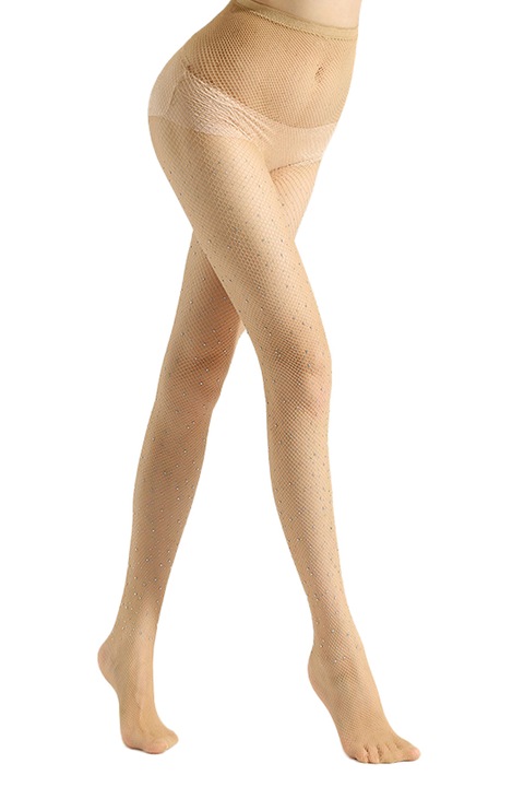 Ciorap plasa, Cristale, Lycra, 3981, Maro nisip, S - M INTL