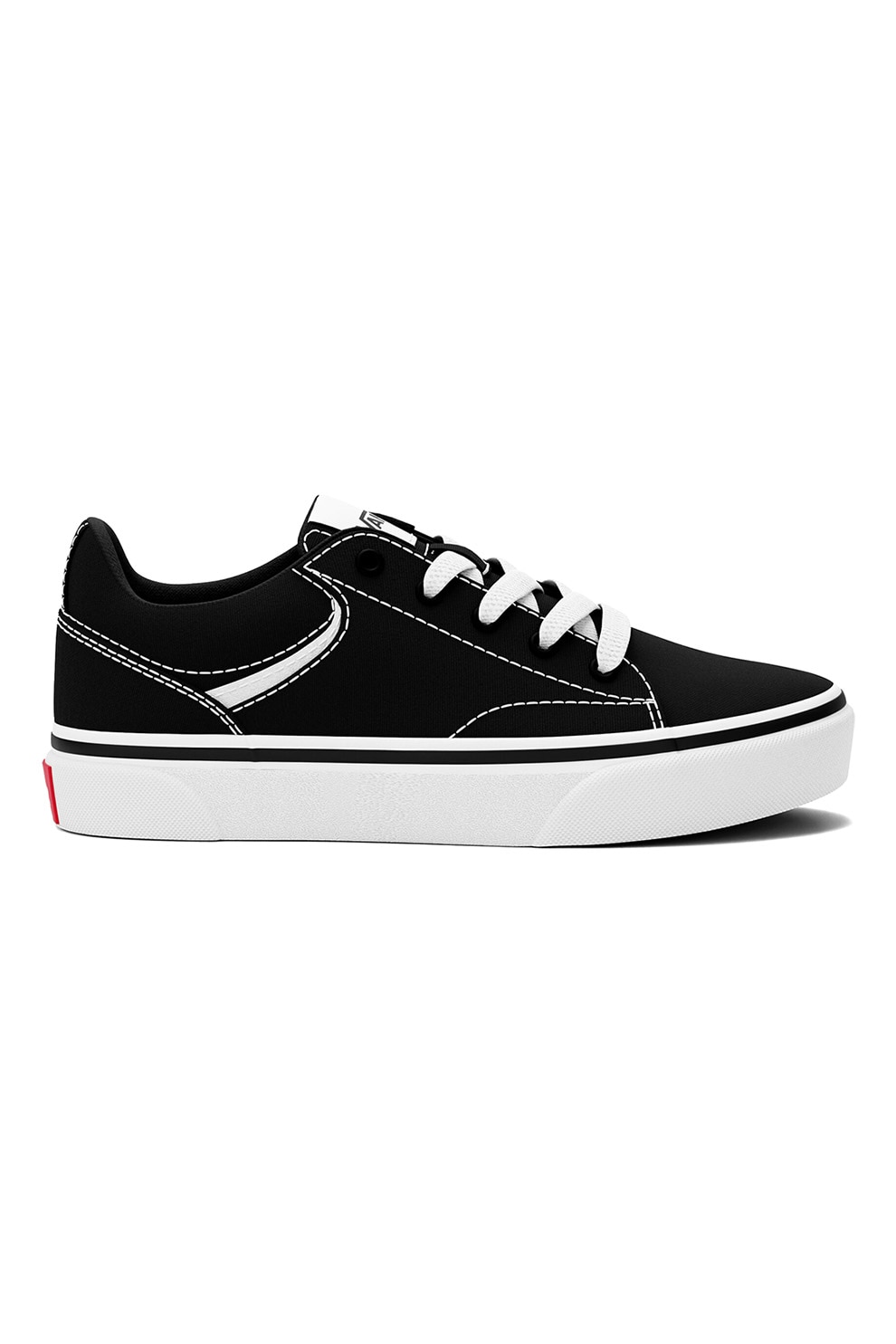 Vans, Pantofi sport din material textil cu sireturi, Negru, Alb murdar, 34 EU