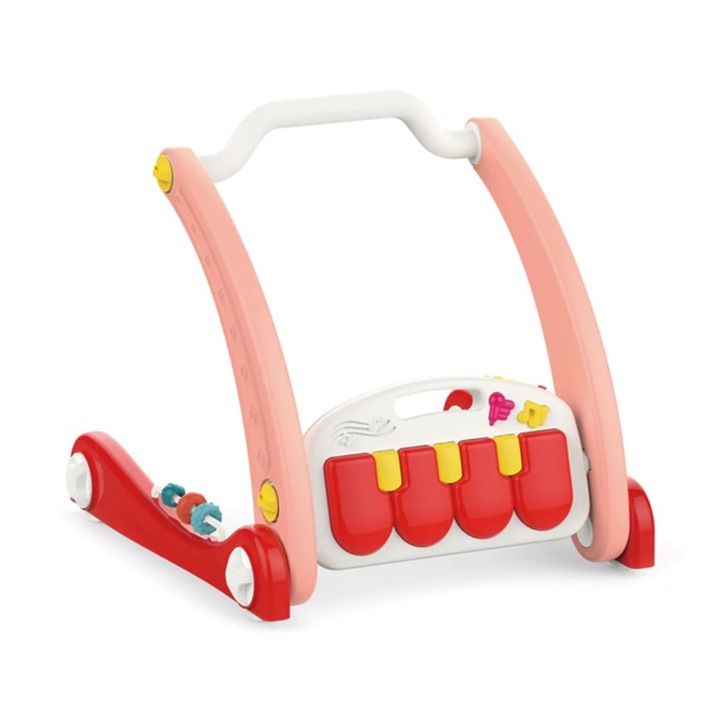 Zongorás játszószőnyeg és járássegítő 2in1 rózsaszín