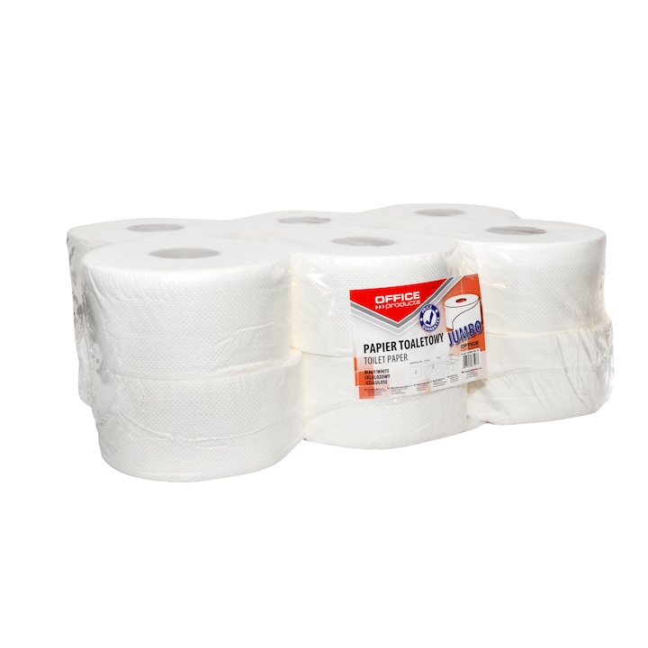 Fehér WC-papír, 120m - 2 rétegű, 12 tekercs/doboz, Office Products Jumbo