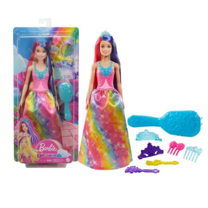 Papusa Barbie Dreamtopia printesa, long hair transformation, 28cm