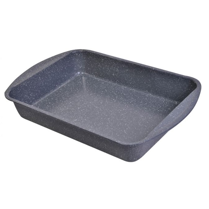 Tava metalica pentru cuptor cu suprafata antiaderenta, Negru, 46 x 30 x 8 cm