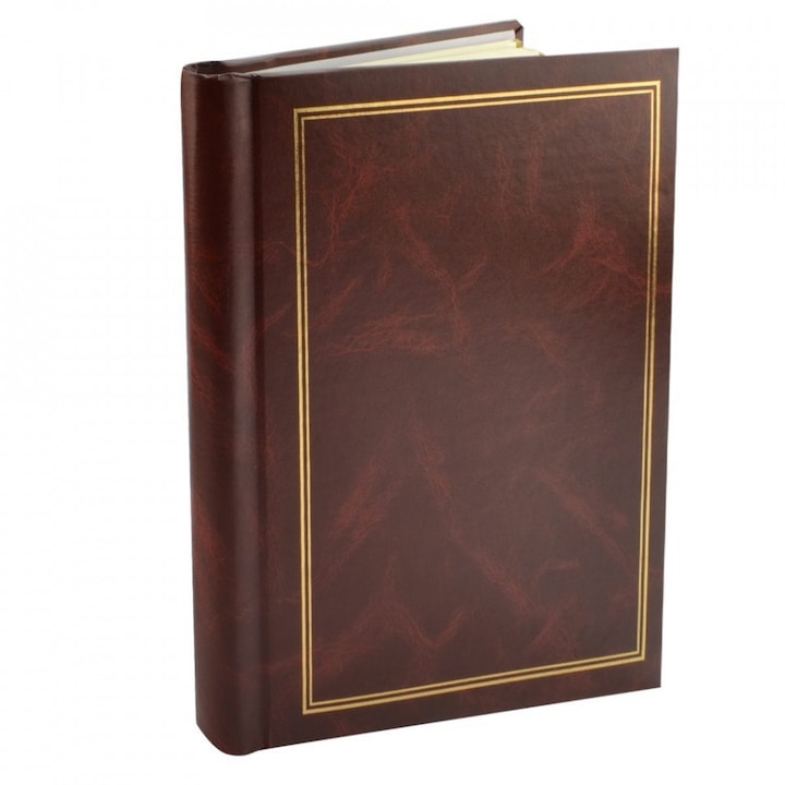 Album foto clasic, 10 file autoadezive, tip carte, spatiu notite, pagini cartonate culoare maro