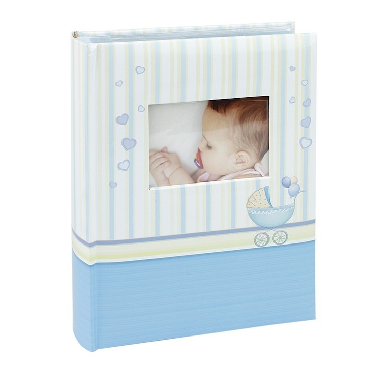 Album foto Baby Chart Book, PROCART, personalizabil, 300 fotografii, 10x15 cm, spatiu notite, pagini cartonate, albastru